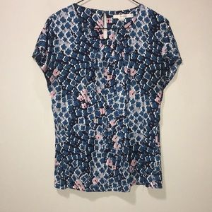 Boden Blue Floral Silk Blend Short Sleeve Top 8